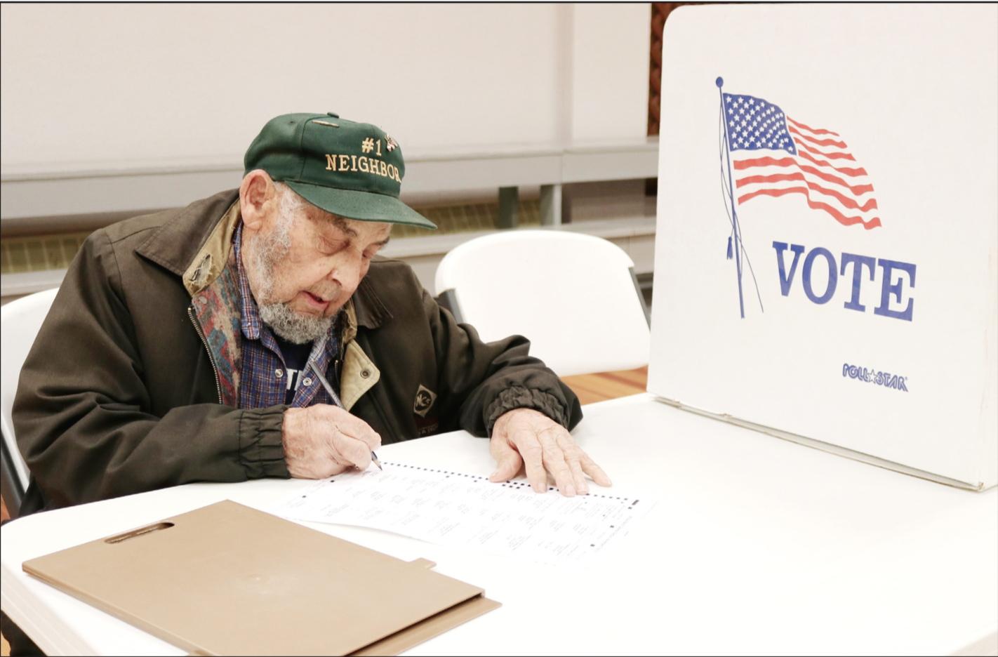 Carrol Lipp showed up bright and early Tuesday morning to fill out his ballot for the 2018 General Election.